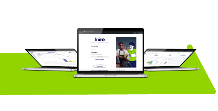 Pantallas de KiireApp mostrando ventas, inventario y gestión de clientes